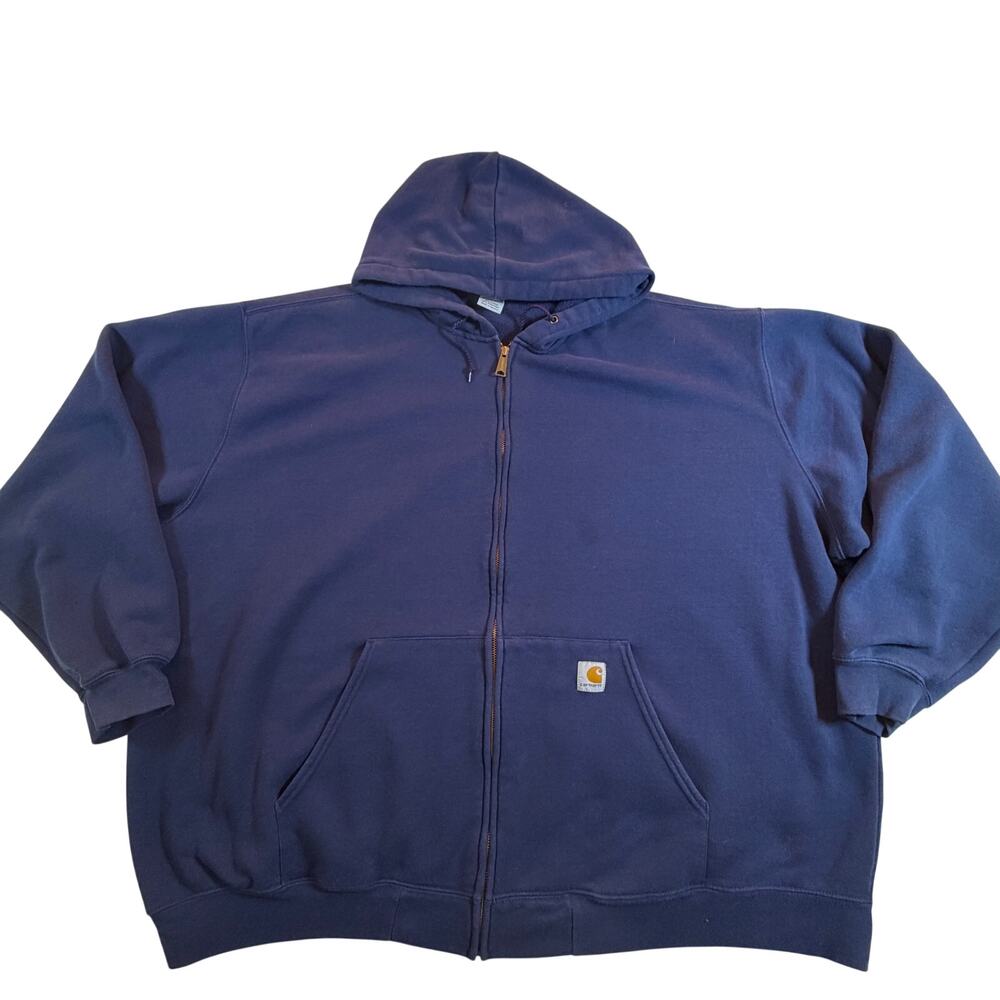 Carhartt Full Zip Hoodie Sweatshirt Navy Blue Men Sz 5XL